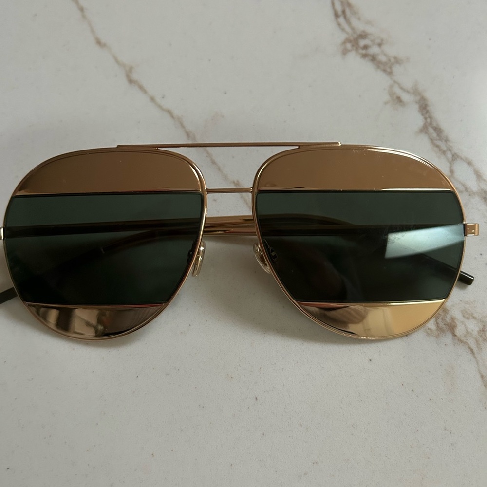Dior Gold and Black Sunglasses